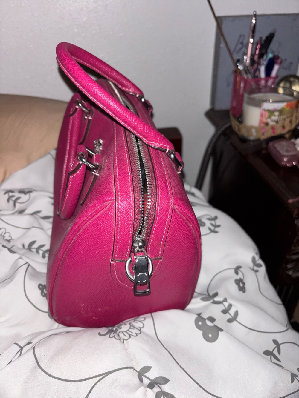 Coach Fuchsia Structured Satchel - Picture 4 of 5